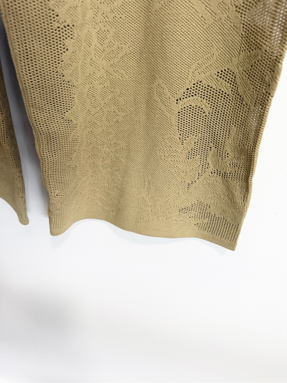 Zara Khaki Green Floral Lace Knit Pants Wide Leg Ribbed Waistband Size Small - Picture 4 of 4